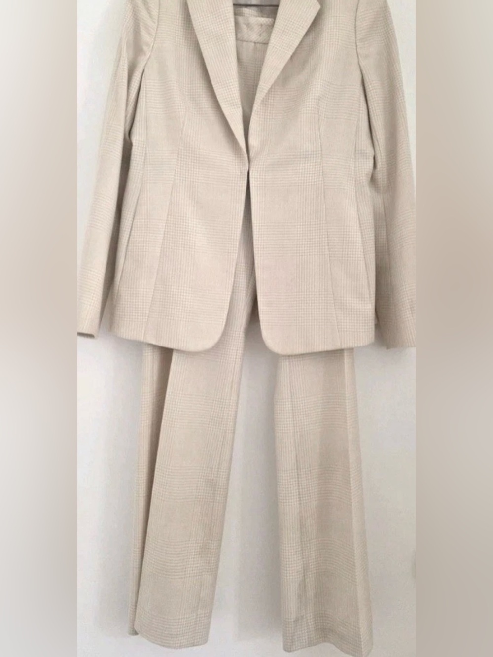 Akris Cream Plaid Tailored Pantsuit